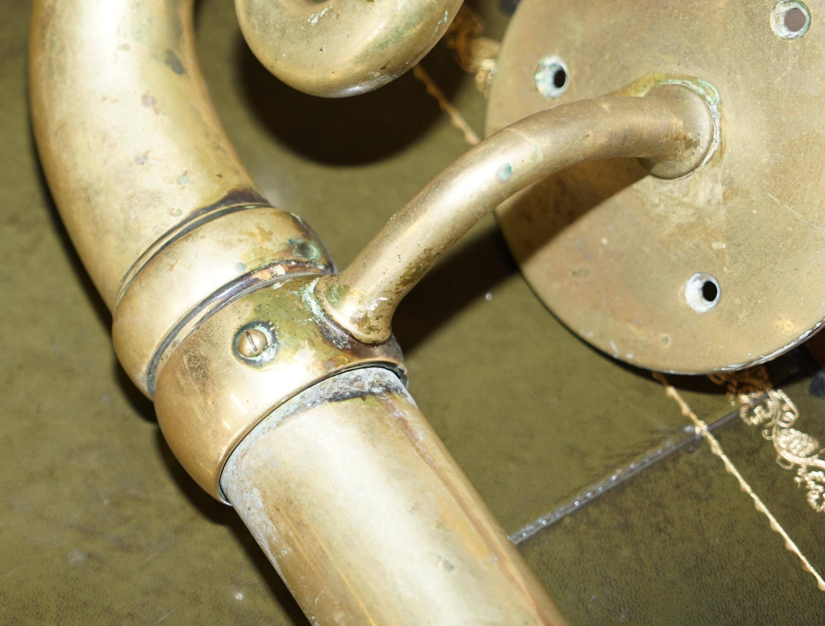 Pair of very large antique Victorian brass door handles.