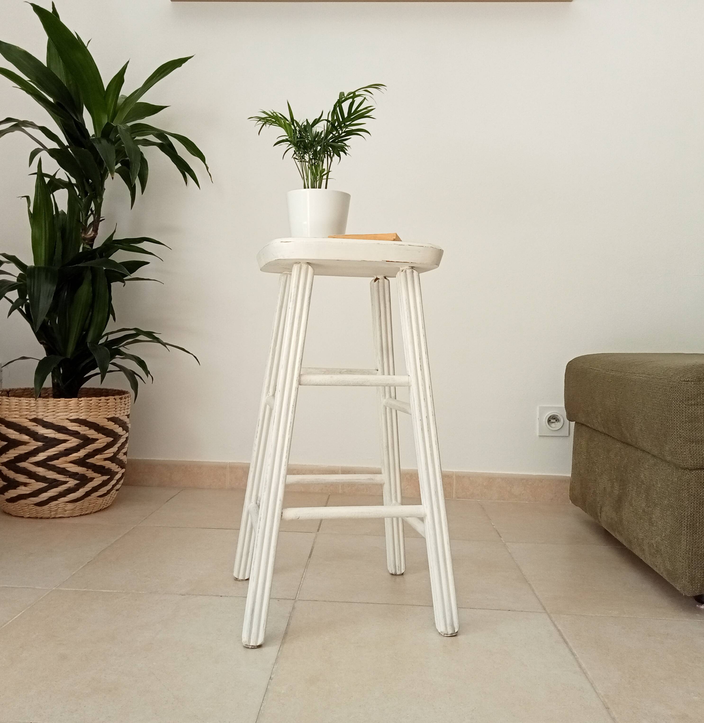 Vintage shabby wooden stool