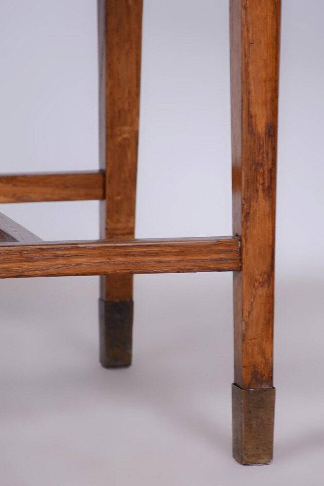 Art Deco Stool in Oak & Upholstery, Czech, 1930s