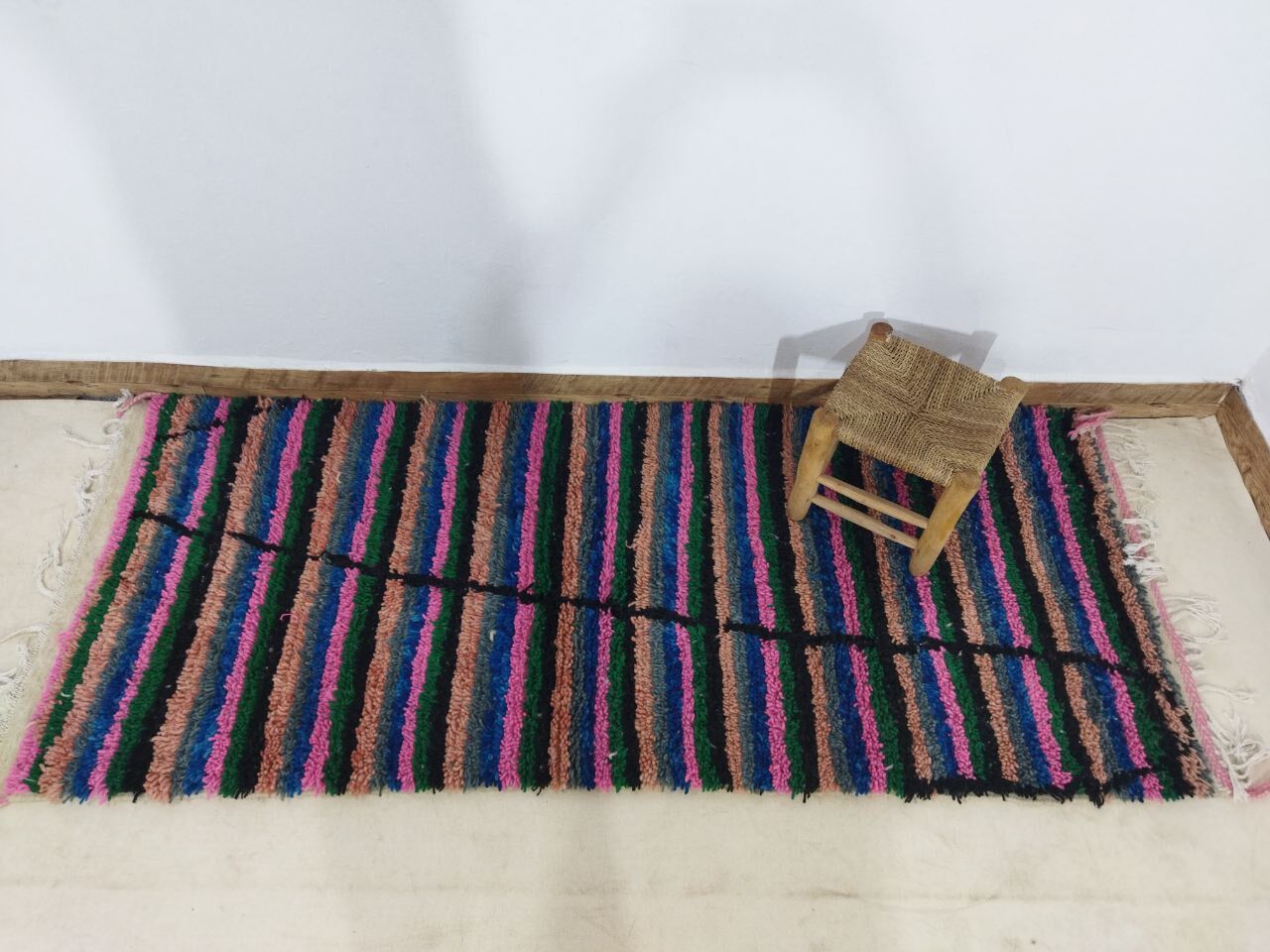Berber carpet colorful corridor 215 X 88 CM