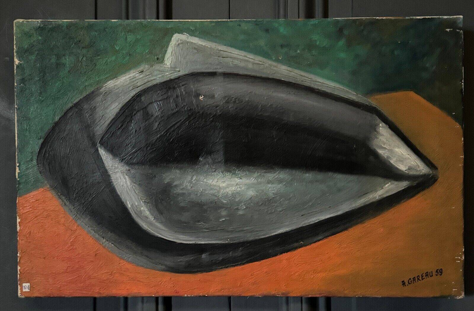 Oil on canvas by A. Gareau 1959 still life with ceramics