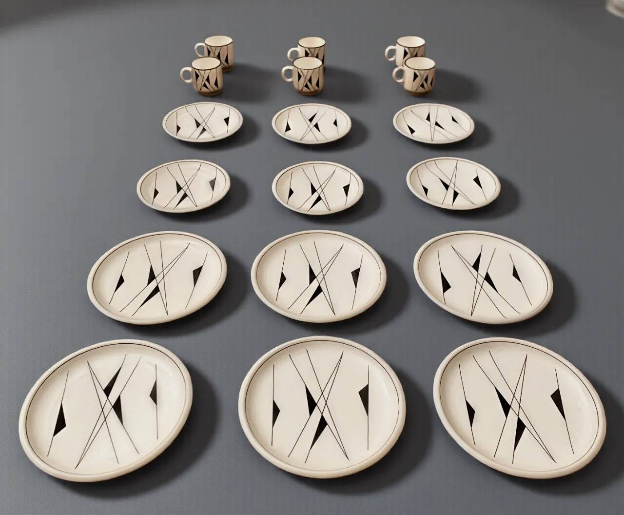 Boch Belgium / Art Deco / Coffee & Cake Set / 18 pieces