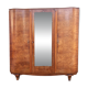 Art Deco wardrobe in flame walnut with central mirror – French elegance