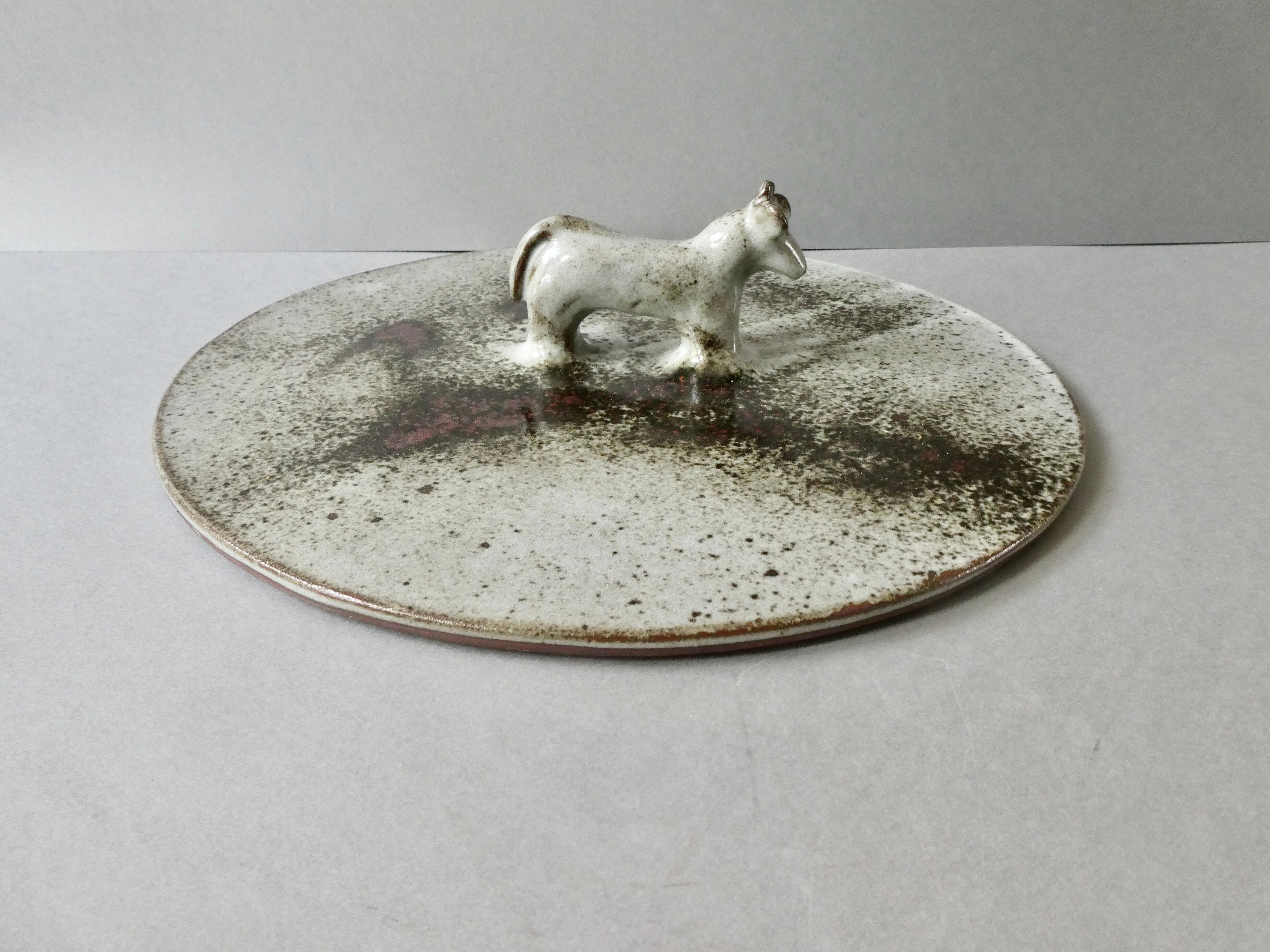Sandstone cheese platter by Chantal and Thierry Robert, 70s