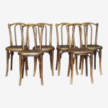 Set de 6 chaises Thonet N°56 assises bois 1925