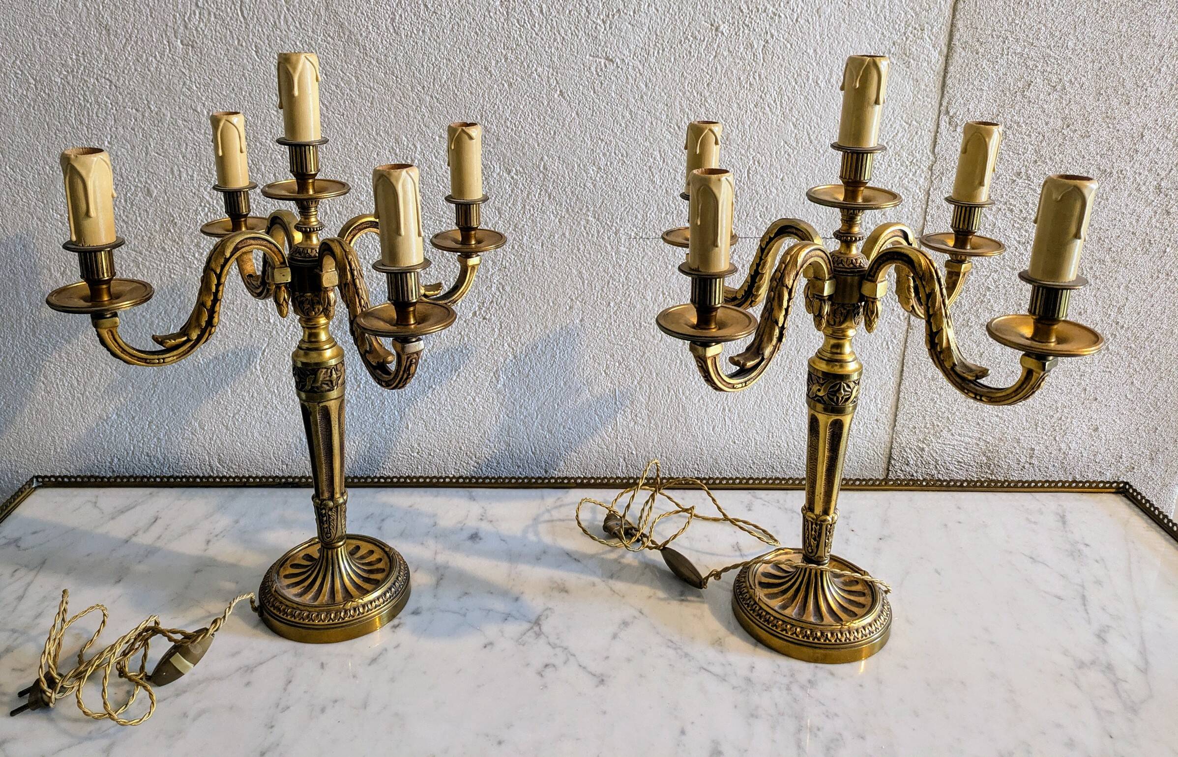 Pair of gilt bronze candlesticks