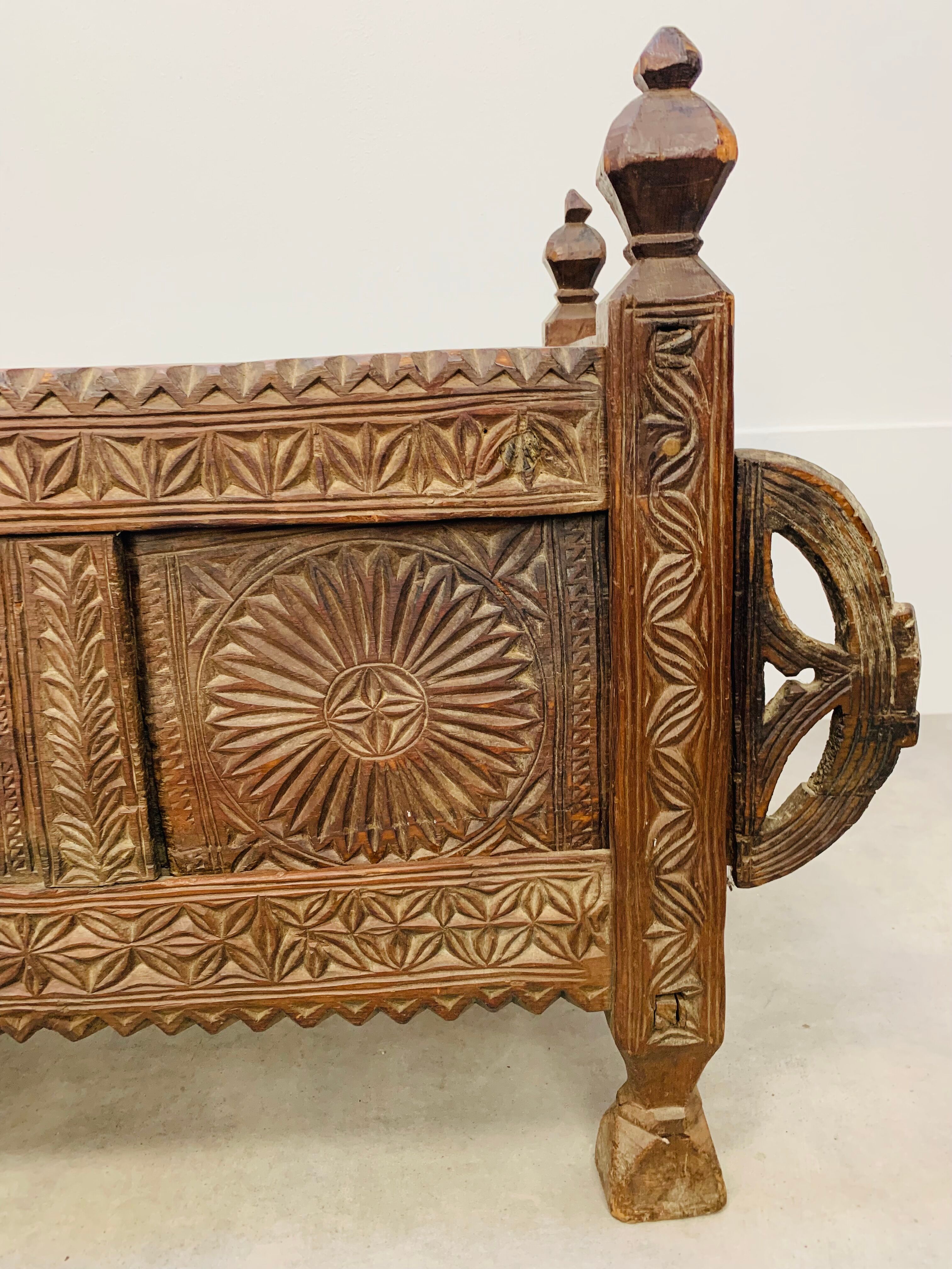 Old oriental wedding chest solid wood primitive design