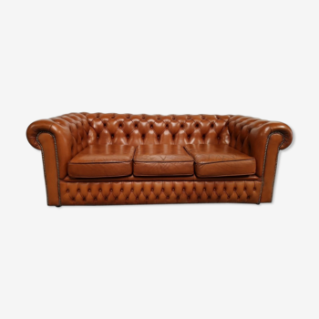 Light brown leather chesterfield sofa