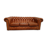 Light brown leather chesterfield sofa