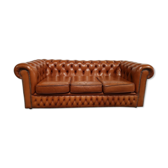 Light brown leather chesterfield sofa