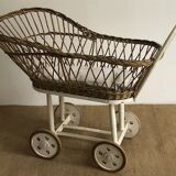 Antique toy, wicker doll cradle