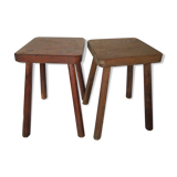 2 ancient brutalist wood stools