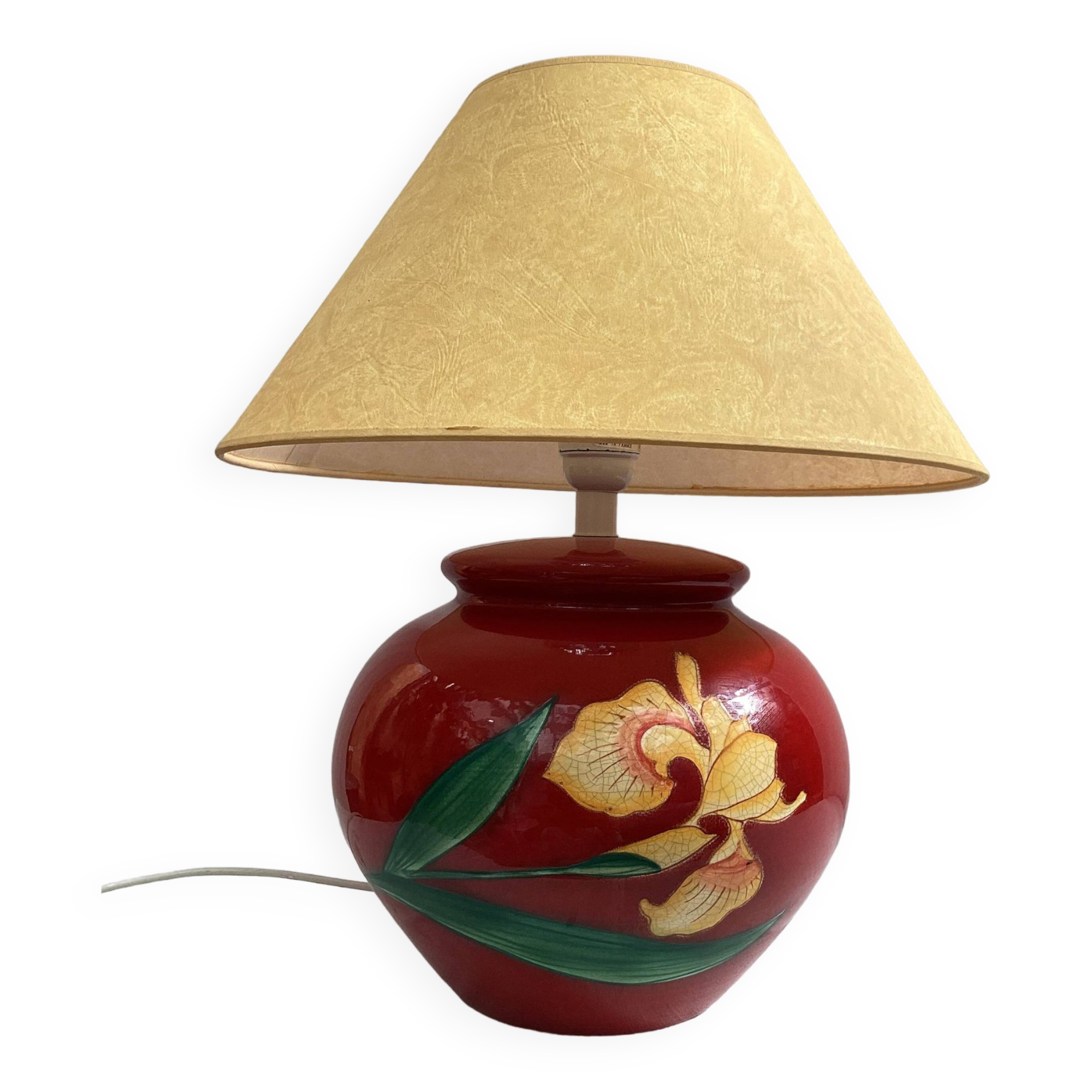 Ceramic table lamp signed hand painted dimensions: height -44cm- diameter -24cm-