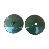 Duo of industrial bowl suspension in green swaddled sheet metal