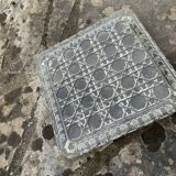 Antique molded glass trivet – geometric pattern – Art Deco