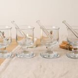 4 verres à grog et mélangeurs, Holmegaard années 70