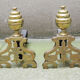 Brass chenets & fleur de lys cast iron