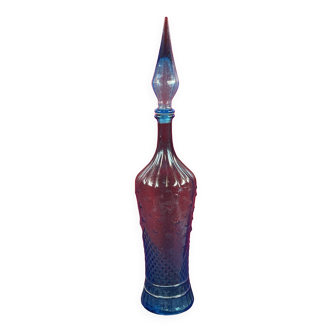 Empoli glass genie bottle, Italy vintage 1960, quite rare model 58 cm