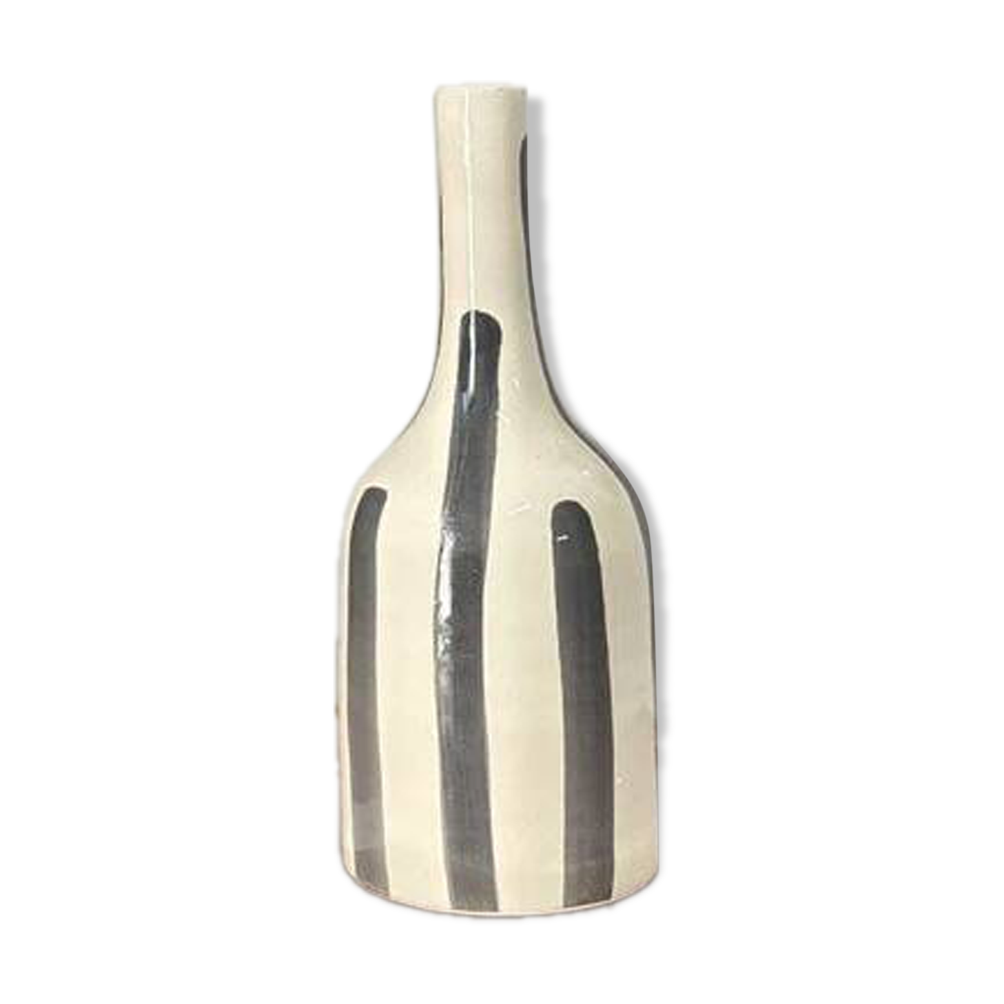 Striped grey bottle artisan vase