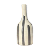 Vase artisanal bouteille gris rayé