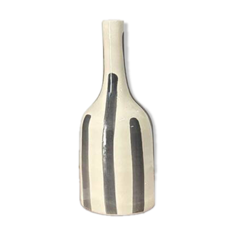 Striped grey bottle artisan vase