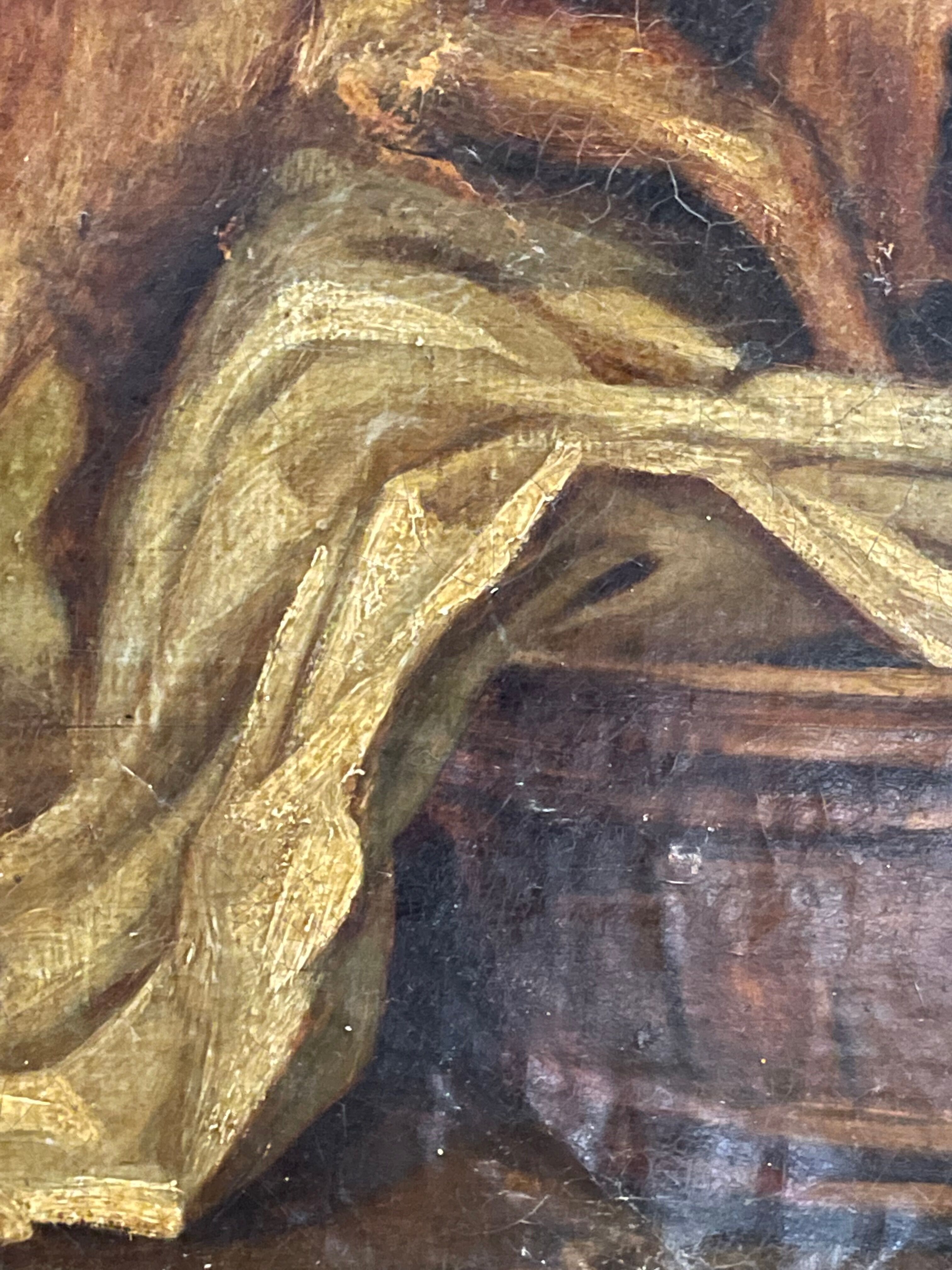 Painting old animal painting, dog Greuze, eighteenth