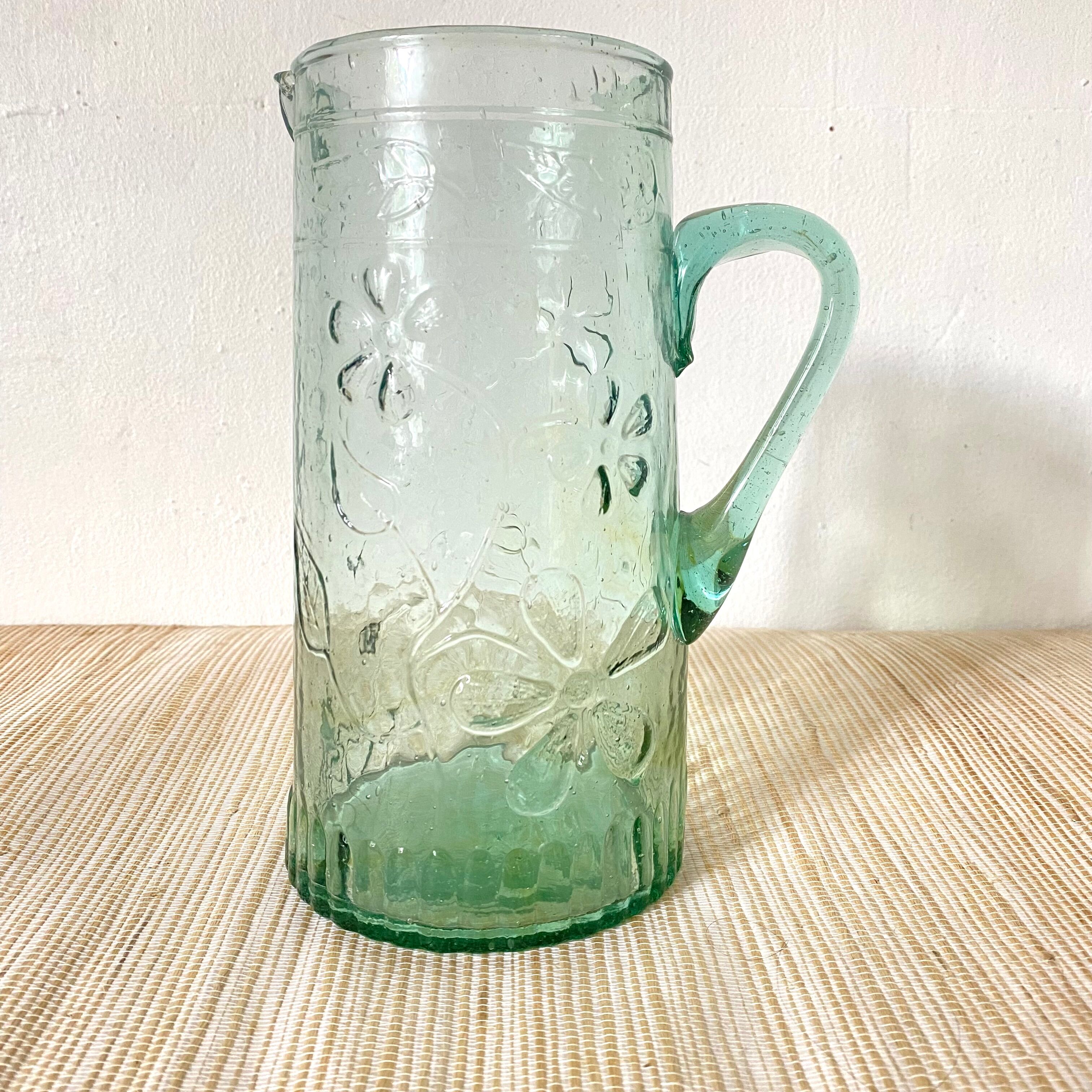Bubbled glass water pitcher
