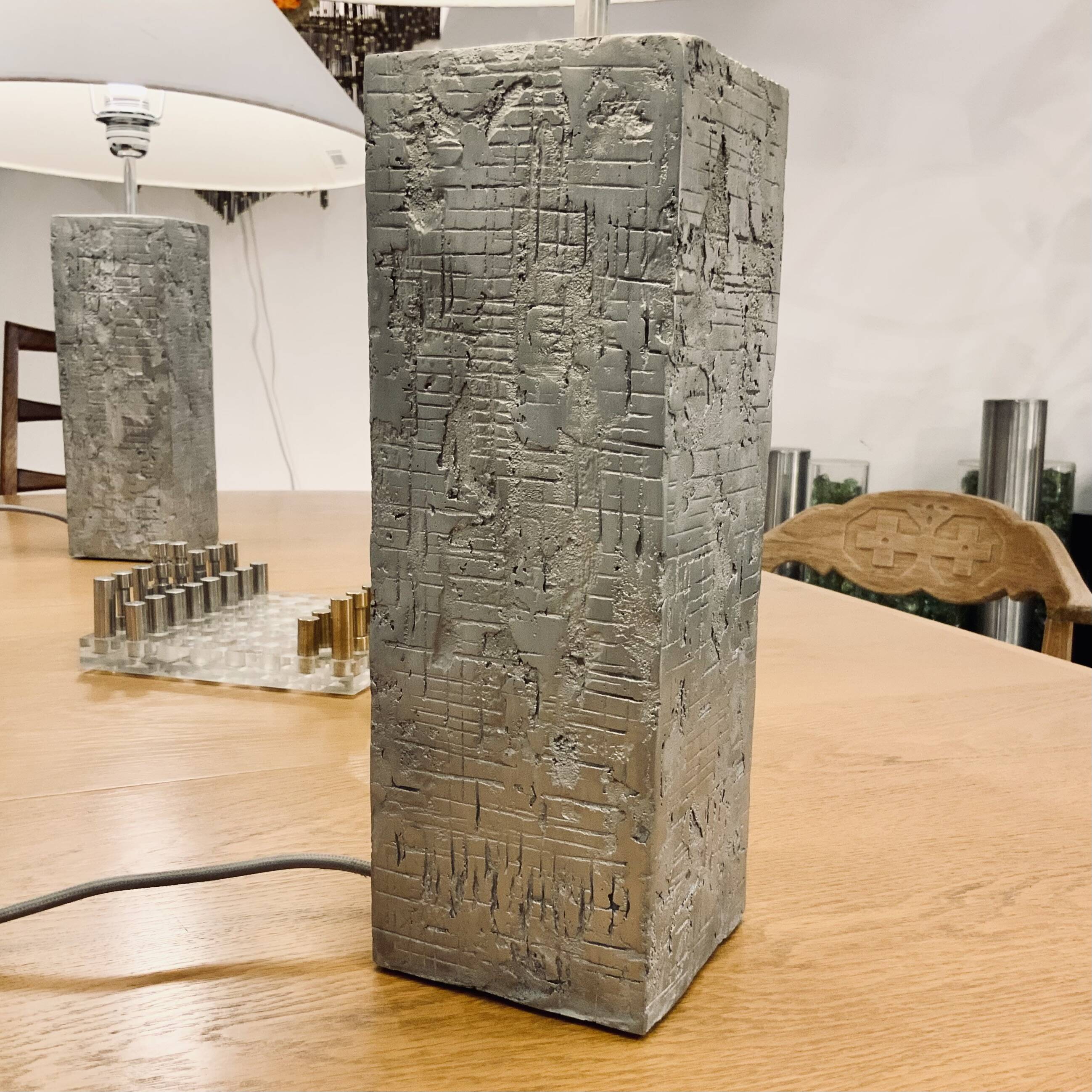 Pair Of Textured Aluminum Lamps