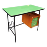 Green formica and metal desk, wood, 1960