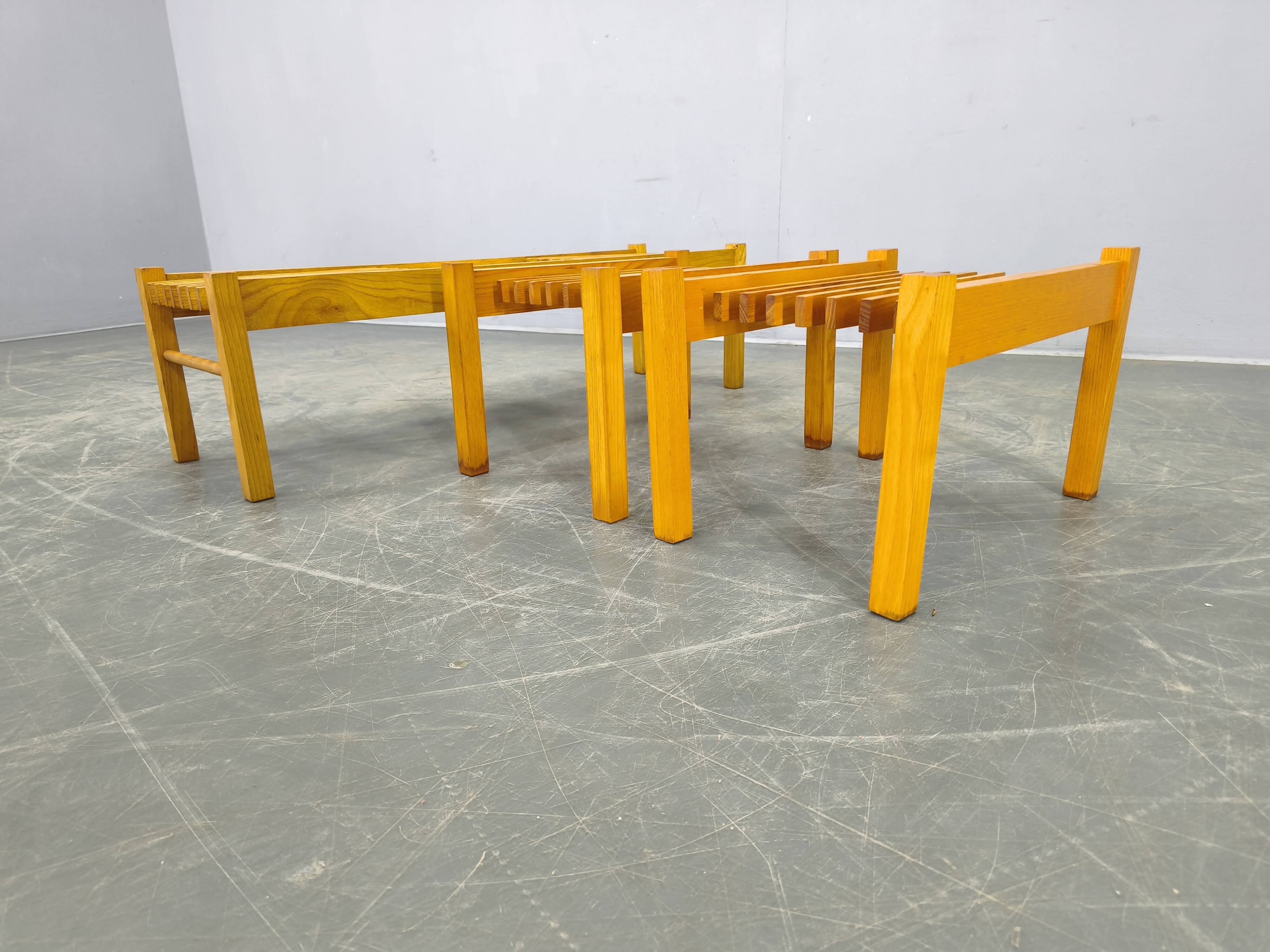 Set of Three Mid-Century Wooden Plant Stands, Czechoslovakia 1970s