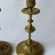 Pair of neoclassical brass candlesticks