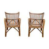 Pair of fan rattan chair
