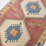 4x7 Burgundy & Beige Vintage Oushak Rug, 132x190Cm