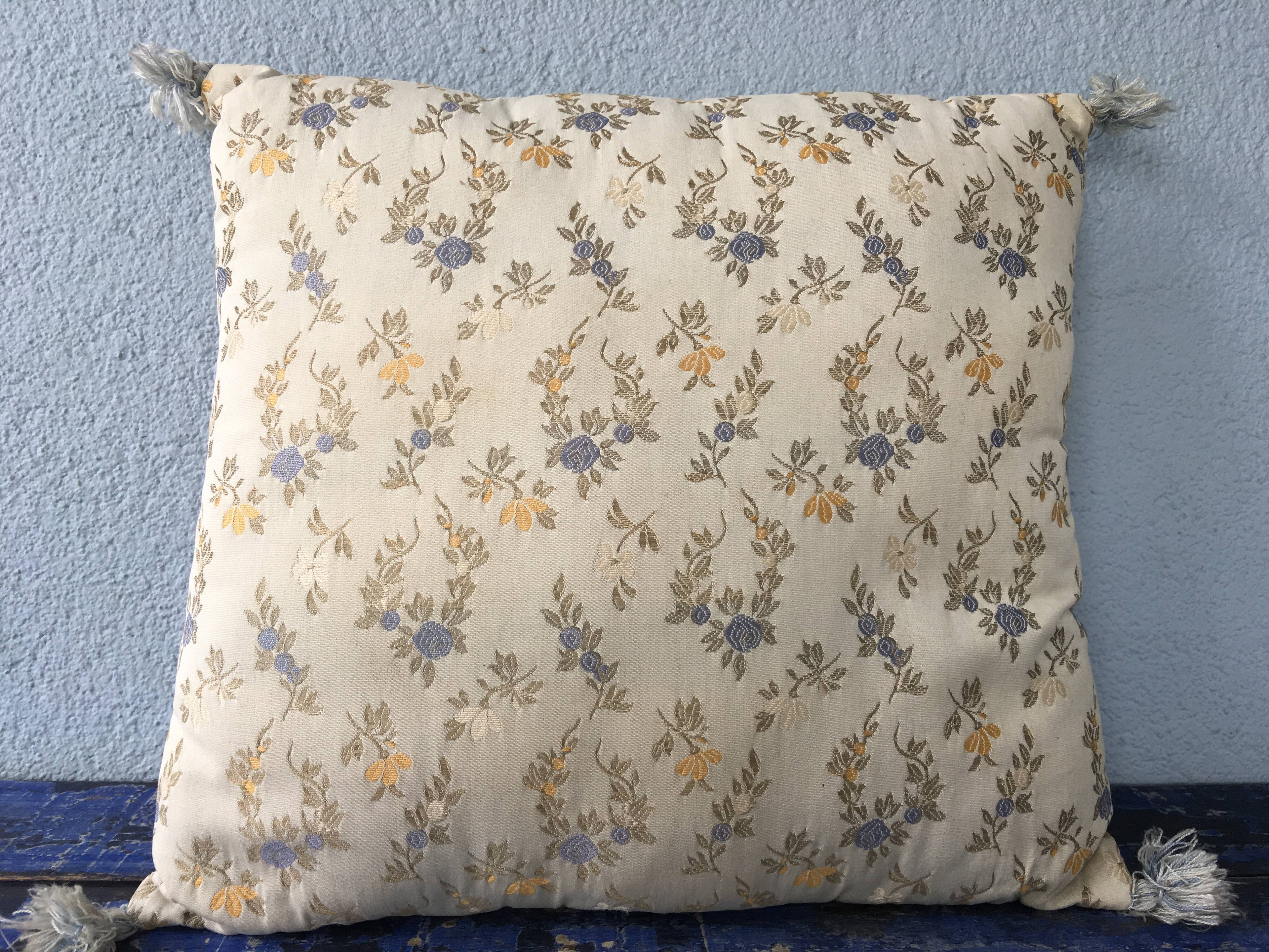 Vintage embroidered flowers cushion