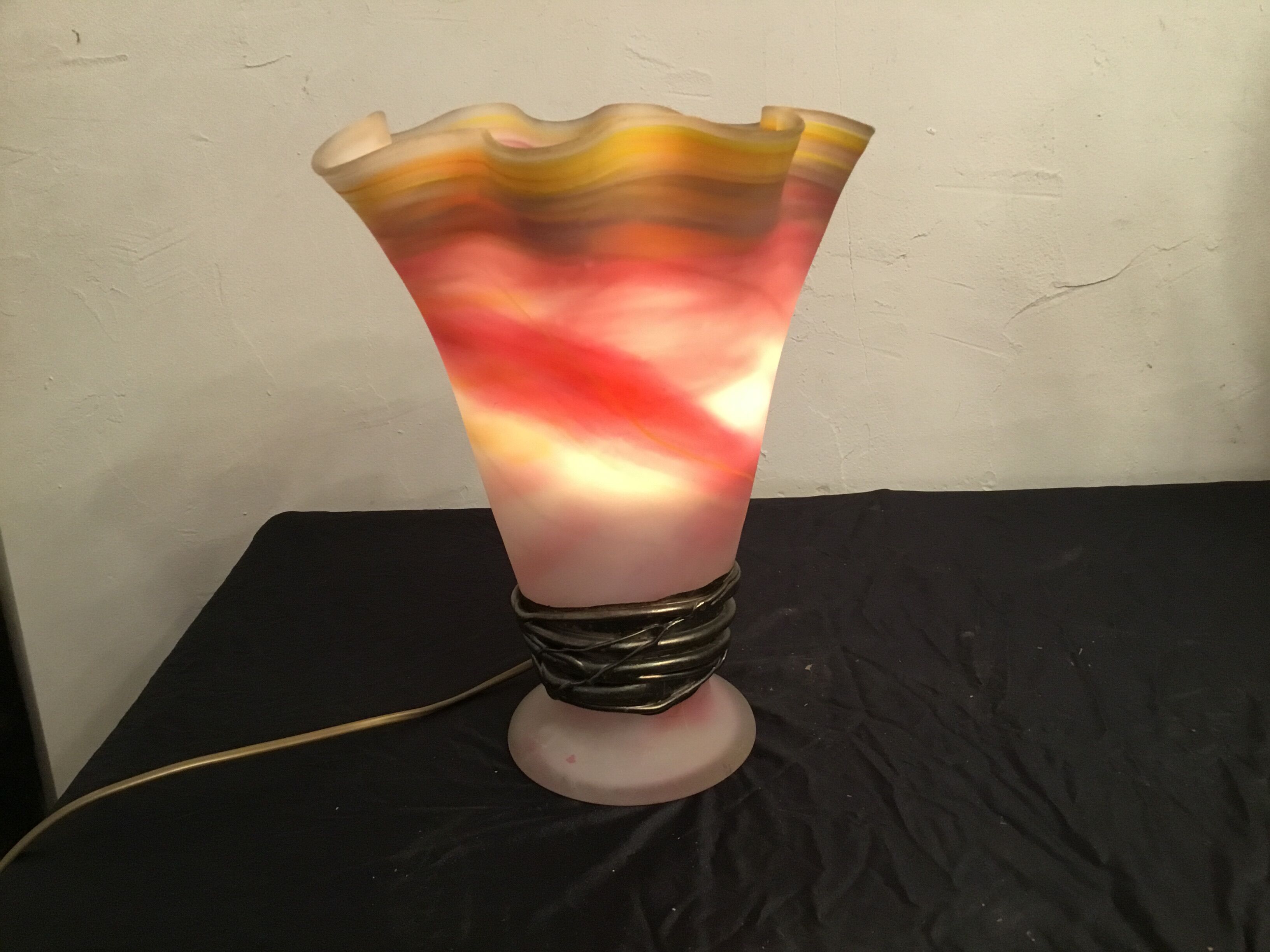 Vase lamp in glass paste and bronze signed Florea SILVIU