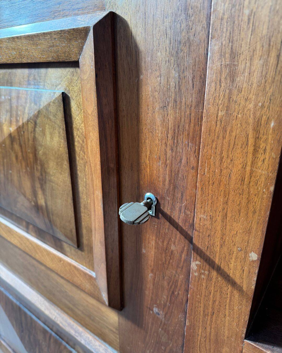 Asymmetrical Art Deco wardrobe in walnut