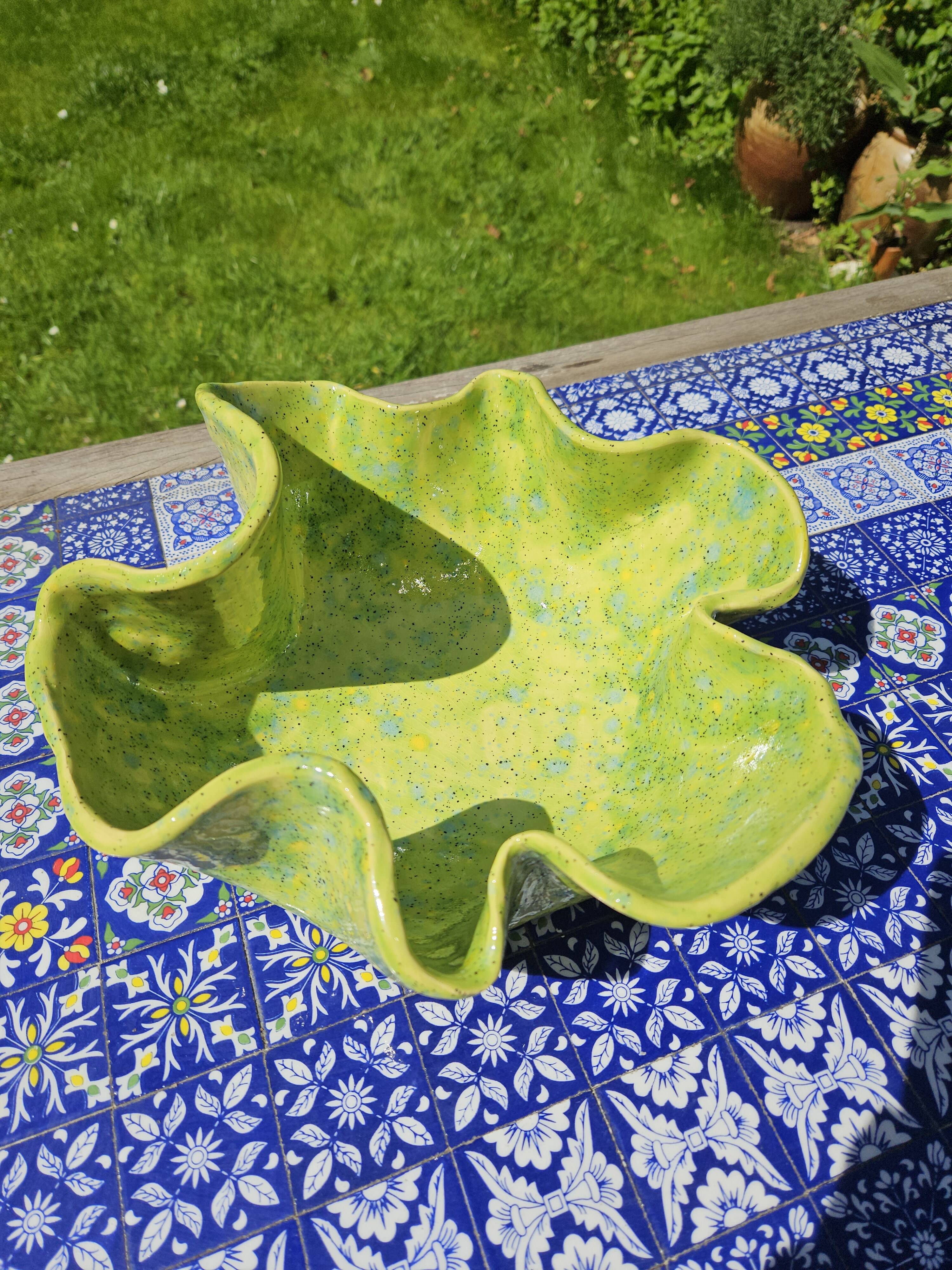 Frog ceramic fruit basket or salad bowl