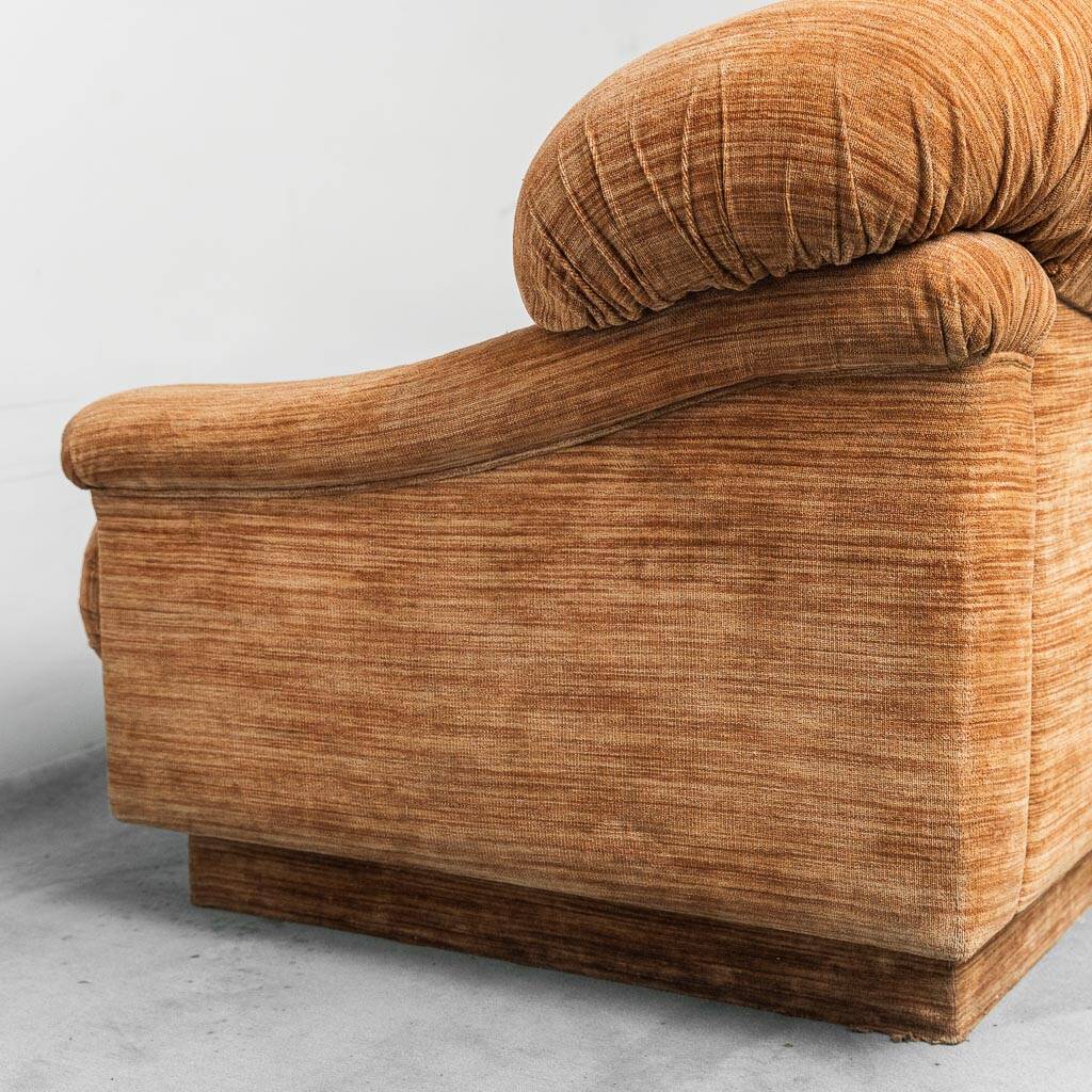 Canapé 3 places en velours côtelé marron, années 1970