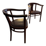 Two Thonet 967f F leather bistro chairs