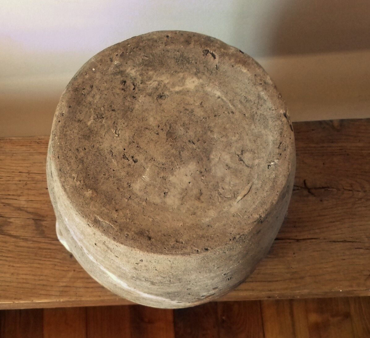 Terracotta pot with two vintage decorative handles