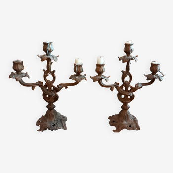 Pair candlesticks rocaille period