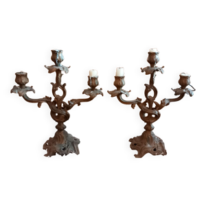 Paire chandeliers rocaille