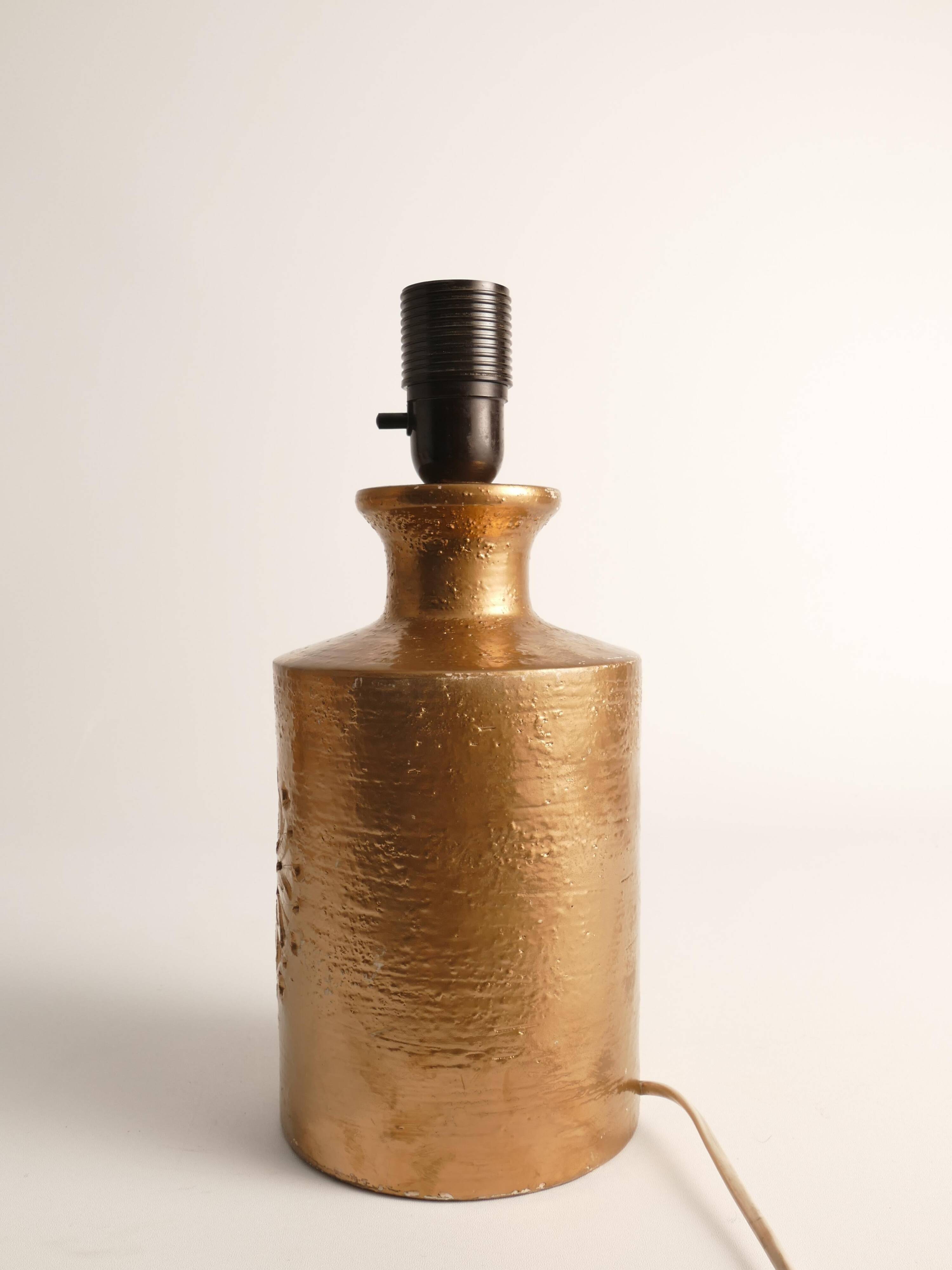 Gold Glazed Ceramic Table Lamp by Bitossi for Bergboms, 1970's