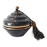 Art Deco Bonbonnière in Black Boom Hyalite Glass from the De Rupel Glassworks