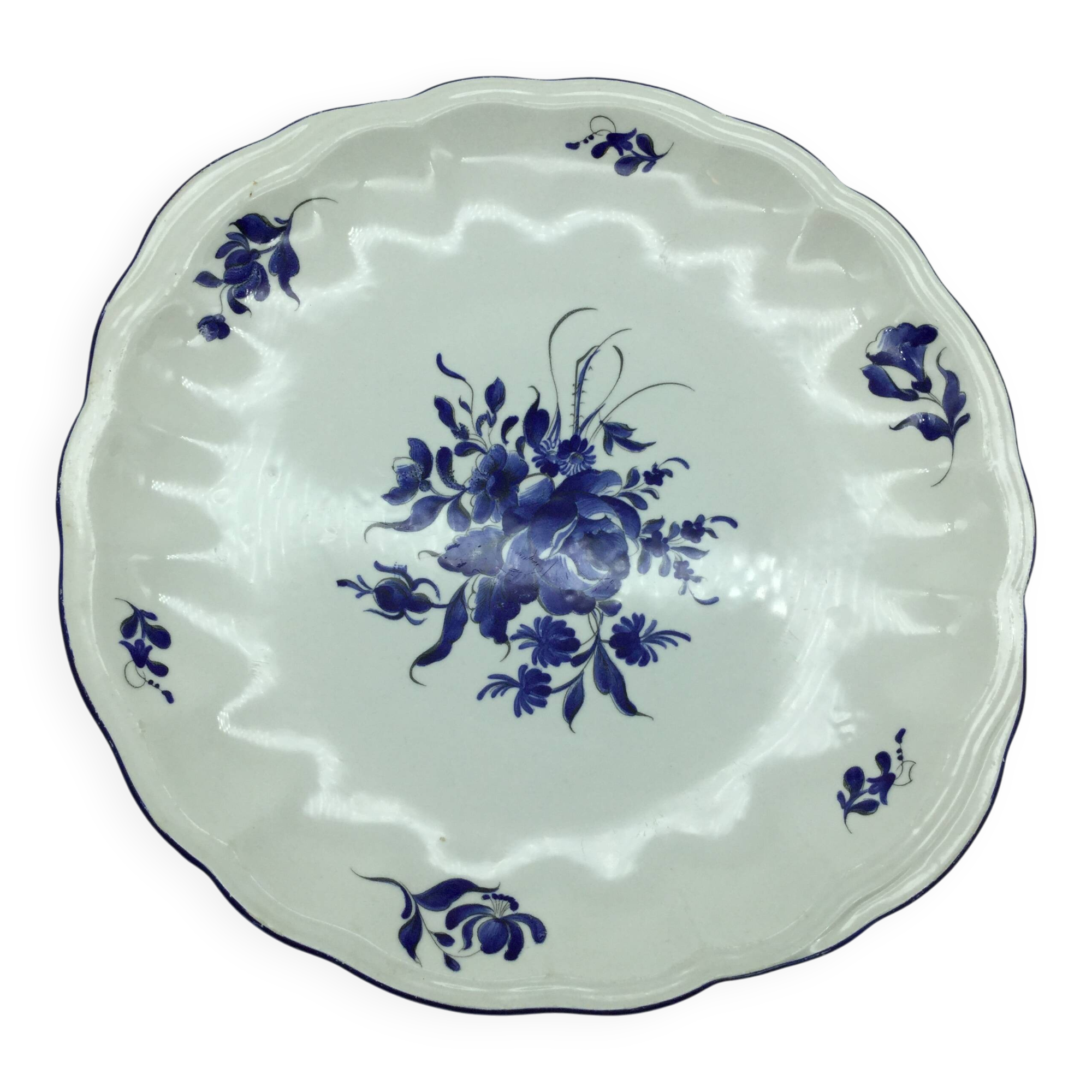 Large blue fire plate 28 cm, Lunéville tradition