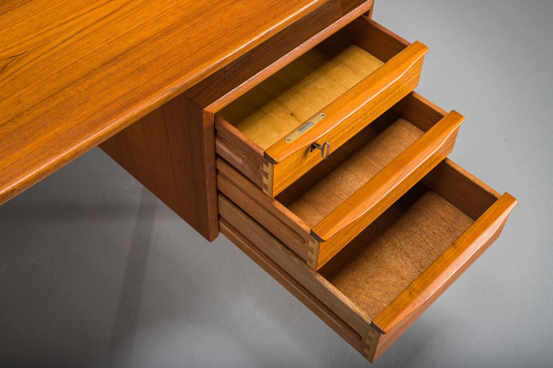 Danish teak desk by Peter Lovig Nielsen for Hedensted Mobelfabrik, 1974