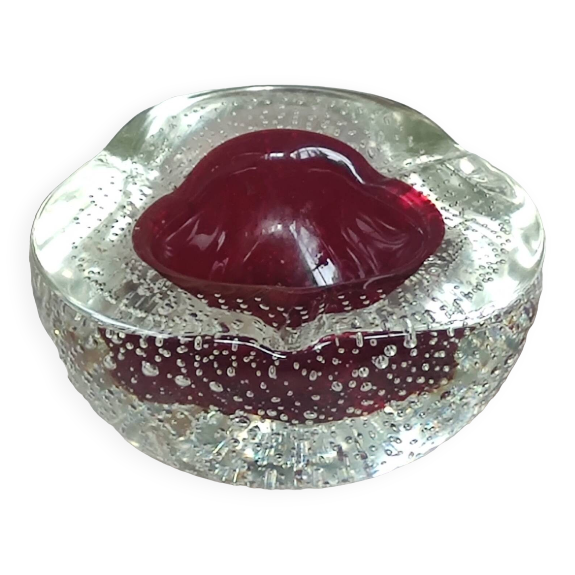 Cendrier vide poche verre bullé Murano Archimède Seguso