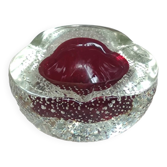 Cendrier vide poche verre bullé Murano Archimède Seguso