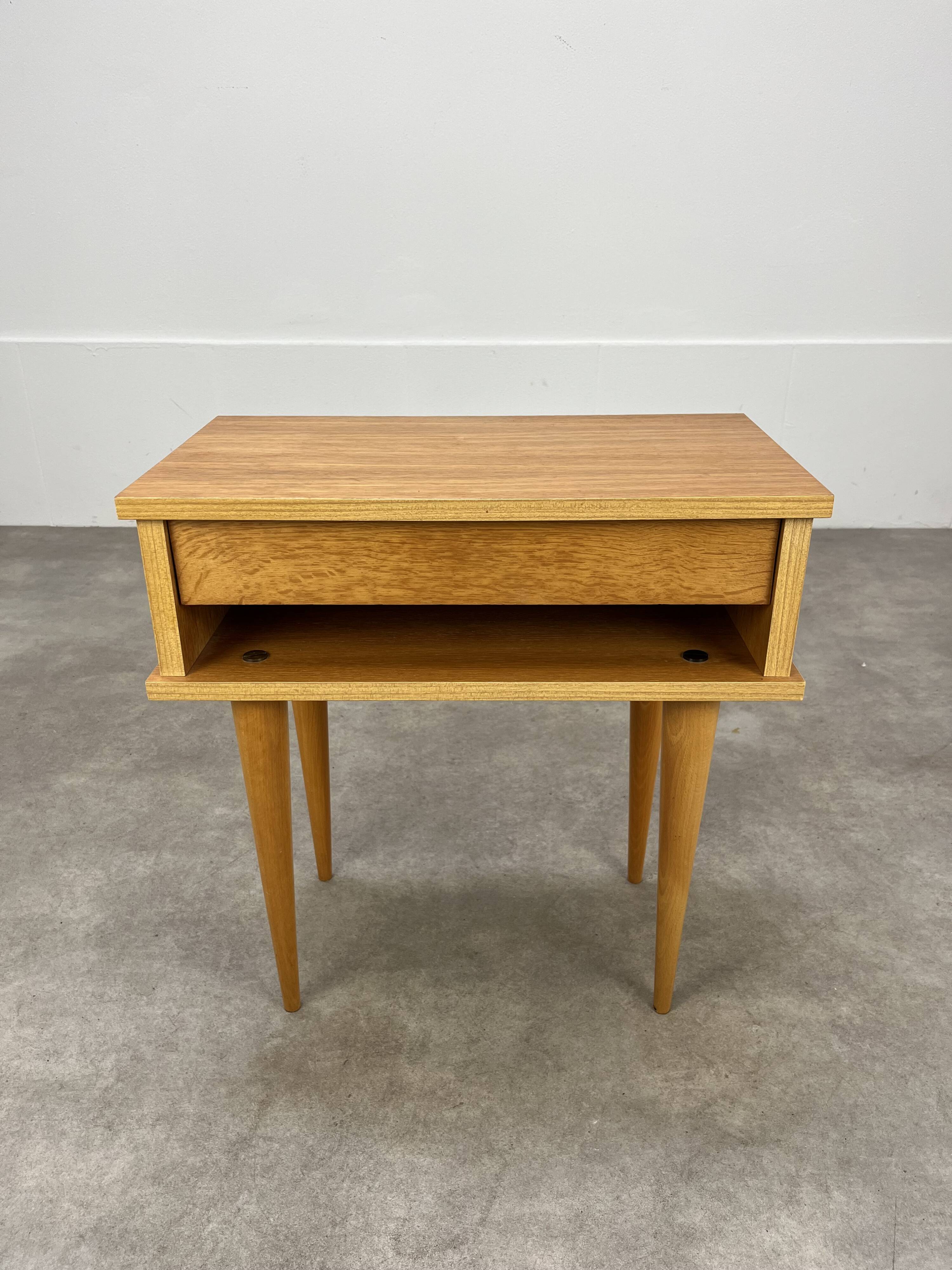 Vintage blond wood bedside table, 1960s