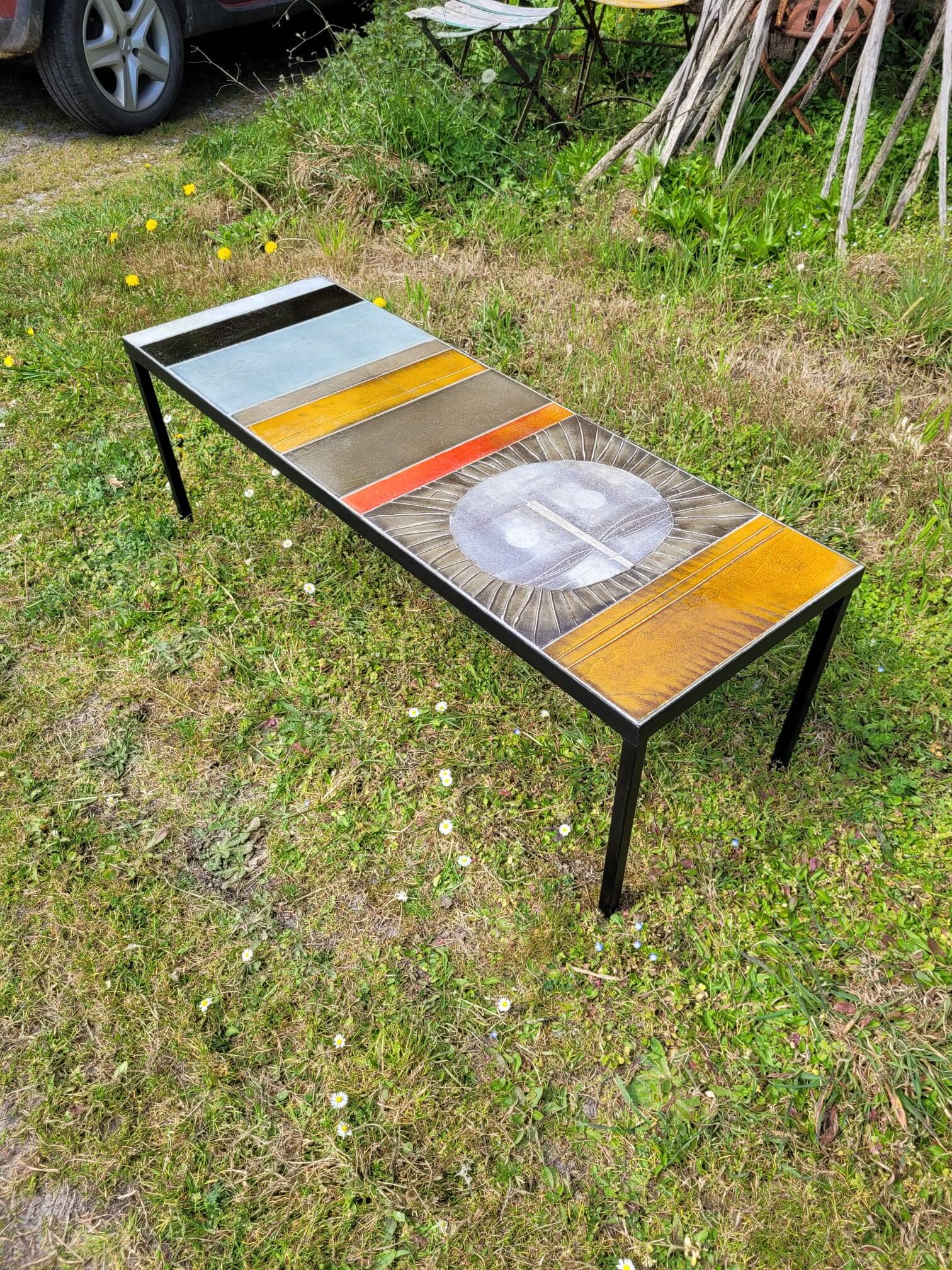 Roger Capron coffee table, "sun" model.